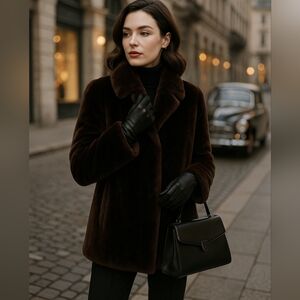 Vintage Pellicceria Canali Milano Dark Brown Mouton Lamb Fur Coat Italy